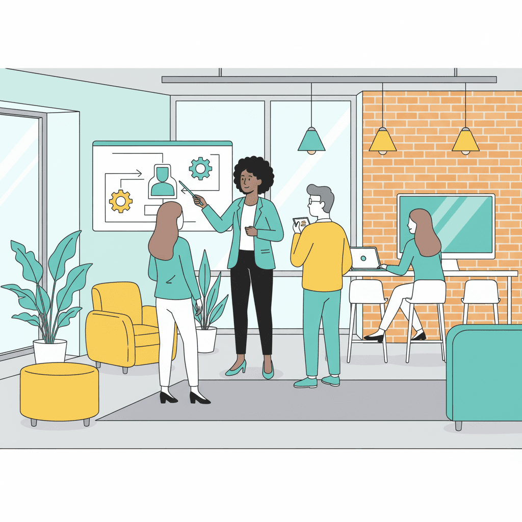 Expert consultants presenting to team