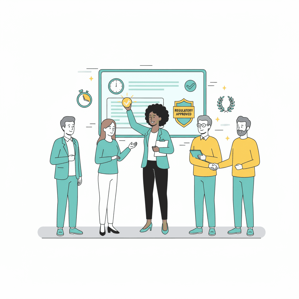 Team celebrating regulatory approval success