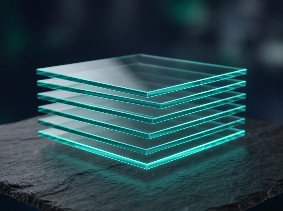 Stacked translucent green glass layers representing regulatory perimeter